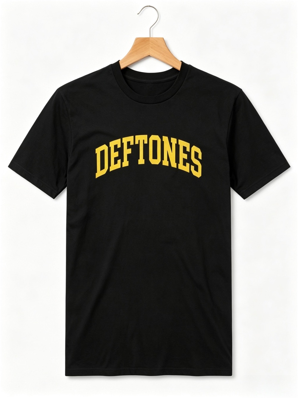 Black Short Sleeve T-Shirt with Yellow Logo